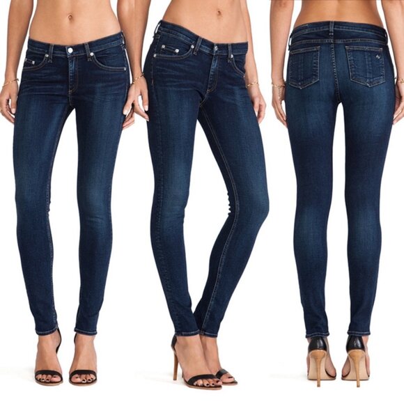 Rag & Bone Mid Rise Denim Skinny Jeans in Woodford Wash Size 28 - Picture 1 of 10